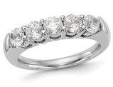 3/4 Carat (ctw H-I, I2-I3) Five Stone Diamond Anniversary Wedding Band Ring in 14K White Gold